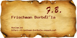 Frischman Borbála névjegykártya